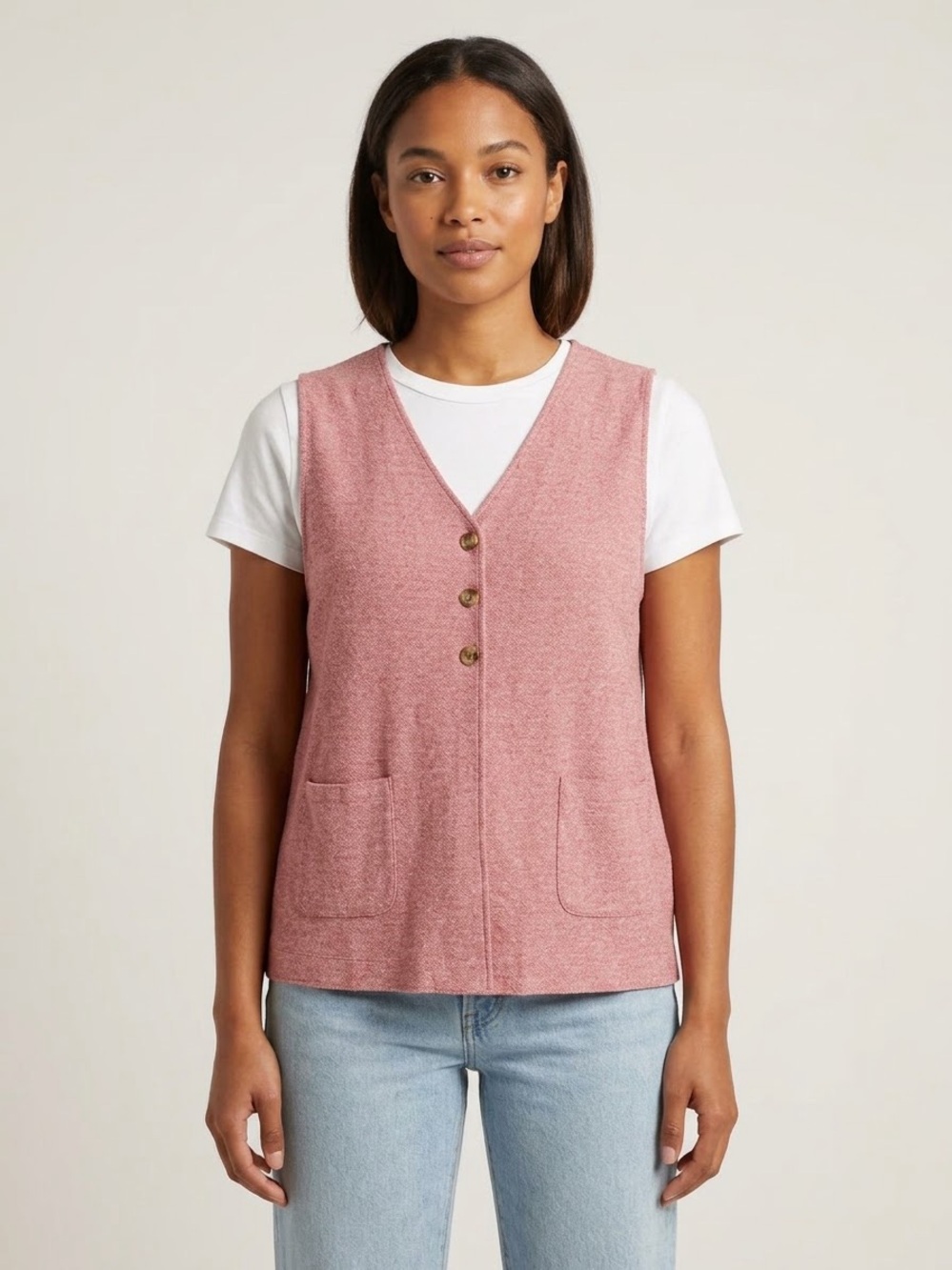 Vintage Silk Exchange Plus Women’s size 18W Pink Mari Raw Silk Vest 100% Silk